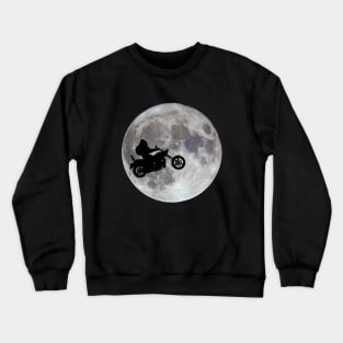 Big foot, big bike and a big bright moon Crewneck Sweatshirt